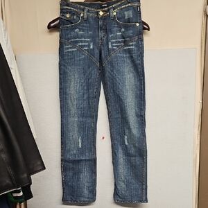 VERSACE JEANS COUTURE GOLD STUDDED DISTRESSED JEANS BFPM-02-186